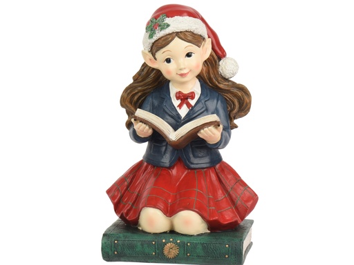 [4-371846] ELFA SENTADA EN LIBRO - RESINA -L23.00-W17.50-H36.30cm