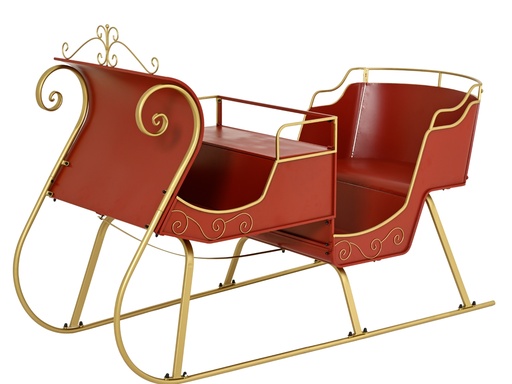 [4-371882] LUGE EN METAL - ROUGE ET DORE - L100.00-W194.00-H129.00cm