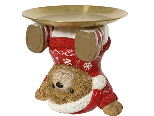 [4-371895] ***SERVING TRAY POLYRESIN RED/COLOUR(S) L20.00-W20.00-H18.50cm