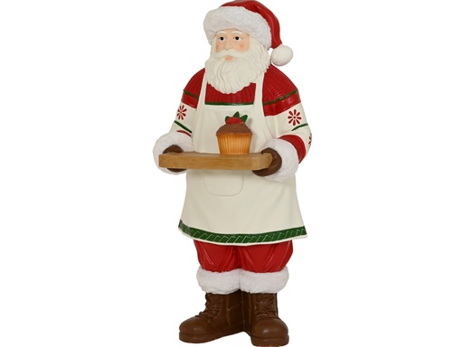 [4-371916] PERE NOEL CUISINIER AVEC PLATEAU - XXL - L66.00-W73.00-H164.00cm