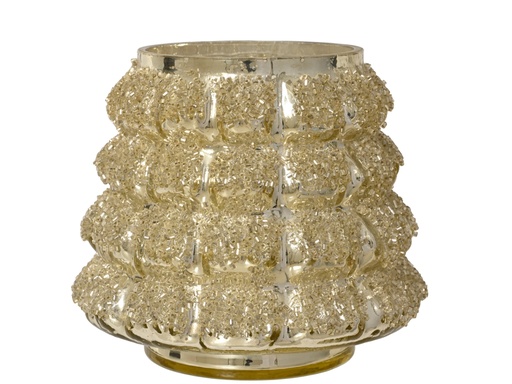 [4-371987] ***TEALIGHTHOLDER GLASS CHAMPAGNE GOLD dia10.50-H10.00cm