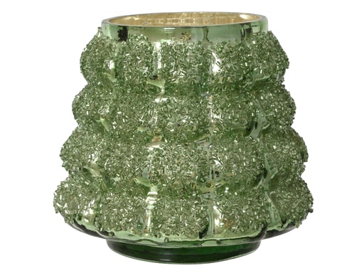 [4-371991] BOUGEOIR EN VERRE VERT - dia10.50-H9.50cm