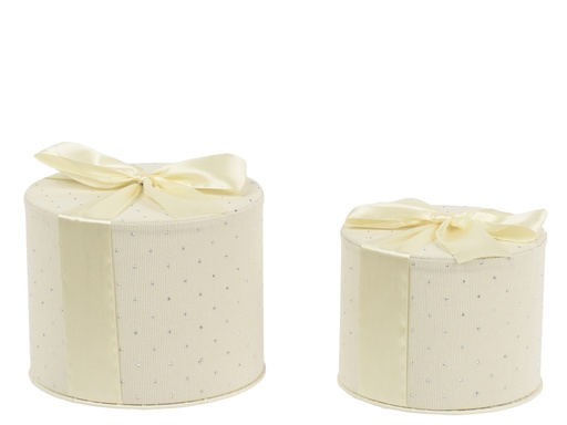 [4-374268] ***GIFTBOX CARDBOARD CREAM dia16.00-H13.00cm  / dia14.00-H11.00cm