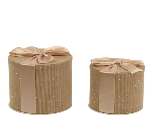 [4-374280] ***GIFTBOX CARDBOARD BEIGE dia16.00-H13.00cm  / dia14.00-H11.00cm
