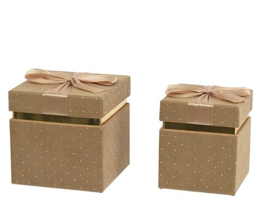 [4-374281] ***GIFTBOX CARDBOARD BEIGE L15.50-W15.50-H15.50cm  / L12.50-W12.50-H14.50cm
