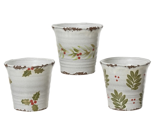 [4-398556] ***PLANTER TERRACOTTA OFF-WHITE/COLOUR(S) dia14.00-H13.50cm
