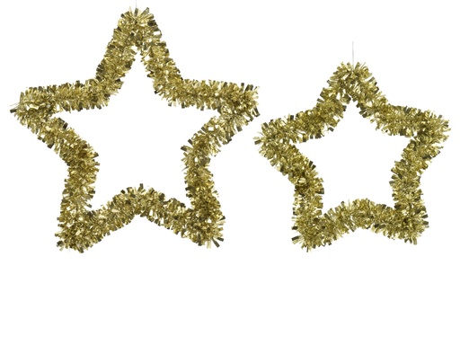 [4-401016] ESTRELLA TINSEL - L SIZE - 38CM - S SIZE - SET DE DOS - 30CM- WITH PLASTIC FRAME LIGHT GOLD dia38.00-H4.00cm  / dia30.00-H4.00cm