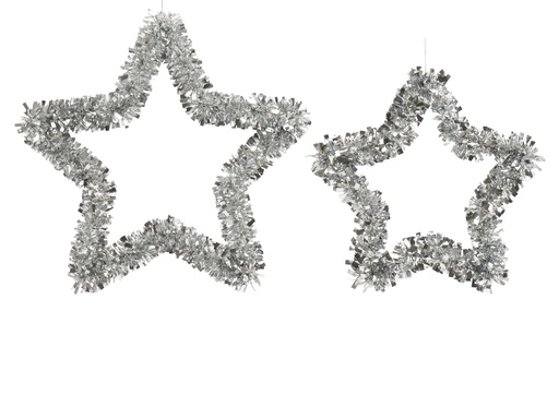 [4-401017] ESTRELLA TINSEL - SET DE DOS - L SIZE 38CM- S SIZE 30CM- WITH PLASTIC FRAME SILVER dia38.00-H4.00cm  / dia30.00-H4.00cm