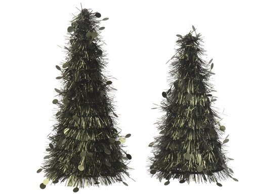 [4-401336] ARBOLITOS TINSEL - SET DE DOS - ROSEMARY GREEN L11.00-W11.00-H30.00cm  / L11.00-W11.00-H25.00cm