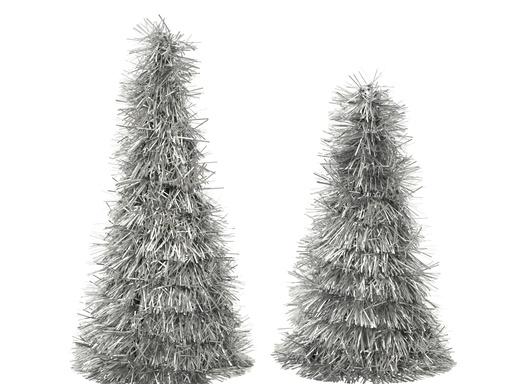 [4-401394] ARBOLITOS TINSEL - SET DE DOS - SILVER L11.00-W11.00-H30.00cm  / L11.00-W11.00-H25.00cm
