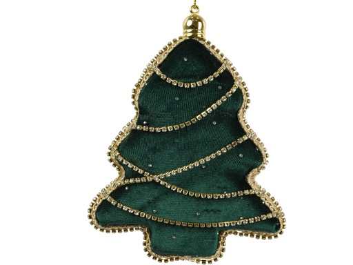 [4-453435] ***TREE POLYESTER DIAMOND GREEN/GOLD L2.50-W11.00-H14.50cm