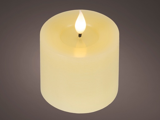 [4-480448]  VELA LED CON NUEVO DISEÑO - MECHA MUY REALISTA 3D - LUZ CALIDA - COLOR CREMA - CON BATERIA Y TIMER - H9.50cm-1L