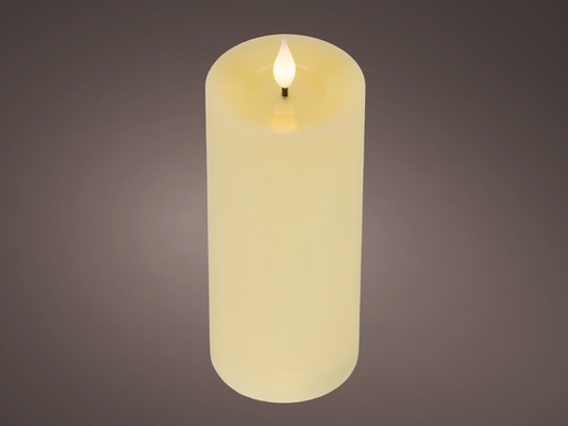 [4-480463] VELA LED CON NUEVO DISEÑO - MECHA MUY REALISTA 3D - LUZ CALIDA - COLOR CREMA - CON BATERIA Y TIMER -  dia7.50-H20.00cm-1L