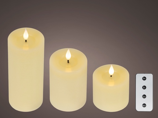 [4-480464] ***LED REALISTIC WICK CANDLE BO INDOOR CREAM/WARM WHITE dia7.50-H20.00cm-1L