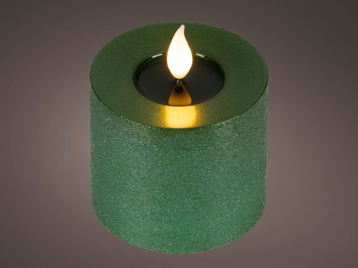 [4-480520] ***LED REALISTIC WICK CANDLE BO INDOOR GREEN/WARM WHITE dia7.50-H9.50cm-1L