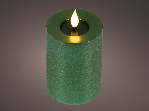 [4-480521] VELA LED CON NUEVO DISEÑO - MECHA MUY REALISTA 3D - LUZ CALIDA - COLOR VERDE - CON BATERIA Y TIMER - dia7.50-H13.50cm-1L