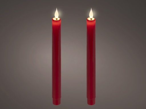 [4-480691] ***LED REALISTIC WAVING DINNER CANDLE BO INDOOR RED/WARM WHITE dia2.20-H24.00cm-1L