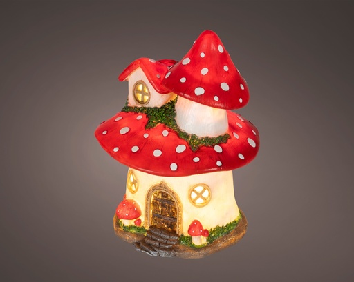 [4-480916] LAMPE FORME CHAMPIGNON A MICRO-LED - BATTERIE - D'INTERIEUR - ROUGE/BLANC CHAUD -  L20.00-l 20.00-H27.00cm-6LEDS