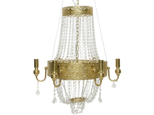 [4-484734] ***CHANDELIER INDOOR GOLD/CLEAR dia60.00-H69.00cm-6L