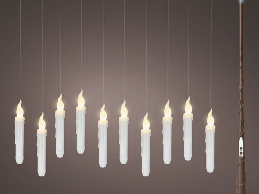 [4-486728] BOUGIES FLOTTANTES DE STYLE VINTAGE AVEC TELECOMMANDE - BATTERIES -  UTILISATION EN INTERIEUR - LUMIERE CHALEUREUSE - dia 2.50 cm - H 17.00 cm - LOT DE 10 BOUGIES