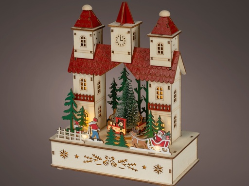 [4-487364] SCENE EN BOIS AVEC LUMIERE ET MOUVEMENT - MAGNIFIQUE - L11.00- l 20.00 -H25.50cm-7LEDS