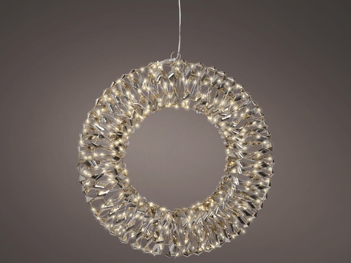 [4-490406] COURONNE DORE MICROLED - LUMIERE CHALEUREUSE - APTE EXTERIEUR - dia38.00-L8.00cm-400LEDS