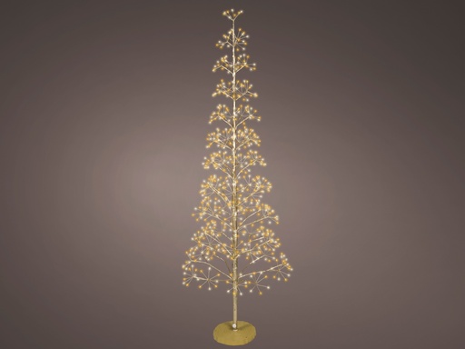 [4-490677]  ARBOL MICROLED DORADO - MEZCLA LUZ CALIDA/LUZ CLASICA - APTO EXTERIOR -H150.00cm-624LEDS