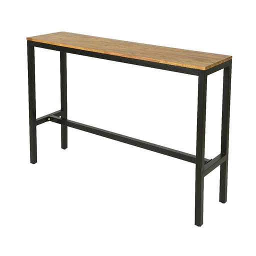 [4-840760] MESA ALTA METAL Y MADERA-EXTERIOR-40X150X100CM NAT