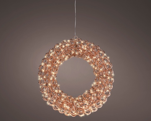 [4-493890] ***MICRO LED WREATH OUTDOOR ROSE GOLD/WARM WHITE dia38.00-L9.00cm-300L