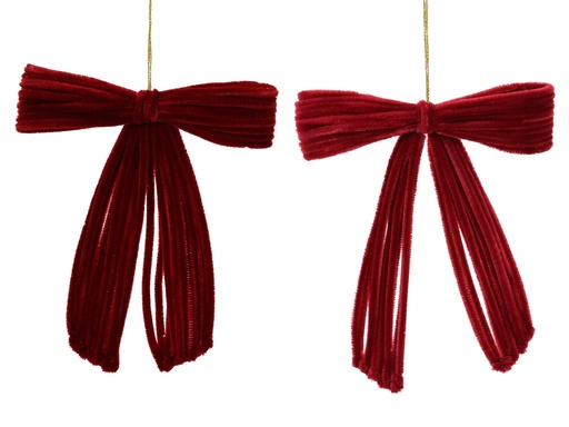 [4-512137] NŒUD EN CHENILLE - 2 COULEURS - PRIX UNITAIRE- L 3,00 - l 13,00 - H 14,00 cm