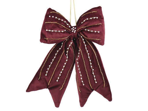 [4-512211] ***BOW POLYESTER VELVET BURGUNDY/COLOUR(S) L18.00-W2.80-H30.00cm