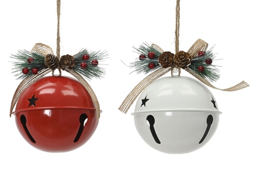 [4-512766] ***BELL IRON W LEAF- PINECONE ASSORTED dia10.00-H11.50cm