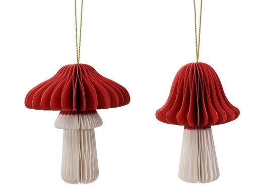 [4-512897] CHAMPIGNON EN PAPIER A SUSPENDRE - 2 MODELES - PRIX UNITAIRE - dia5.30-H8.00cm