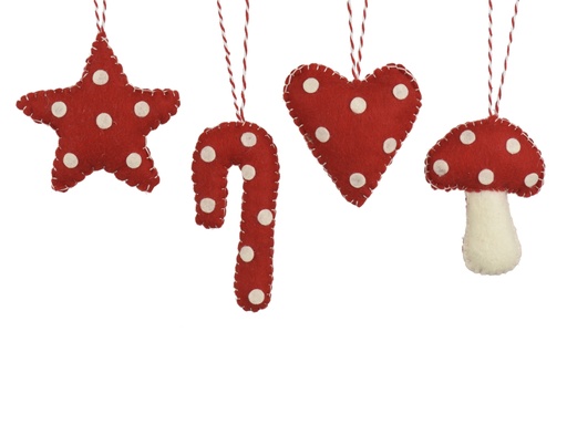 [4-513084] ***FIGURES FELT RED/WHITE L2.00-W9.00-H10.00cm