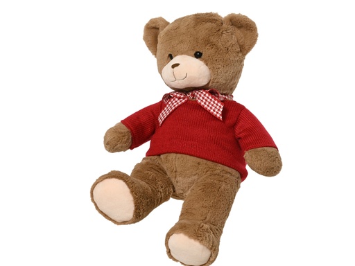 [4-580288] OURS EN PELUCHE XXL MARRON AVEC UN NOEUD ROUGE - L 40,00 x l 30,00 x H 80,00 cm