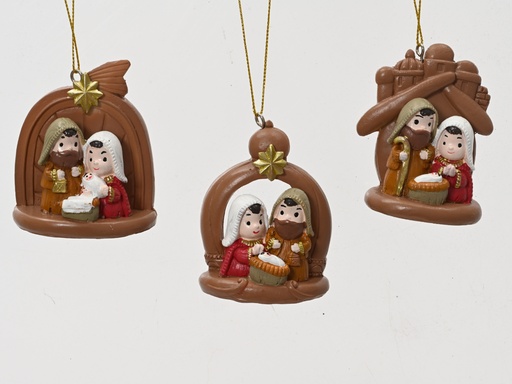 [4-591704] MINI CRECHE A SUSPENDRE - 3 MODELES - PRIX UNITAIRE - L 5.50 - l 4.00 - H 7.00 cm 