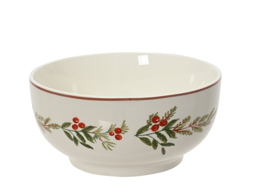 [4-601047] BOL PORCELANA - VERDE CON BAYAS - dia14.00-H6.30cm