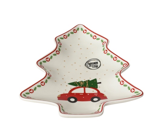 [4-601075] ***SERVING PLATE PORCELAIN WHITE/COLOUR(S) L21.00-W17.20-H2.00cm