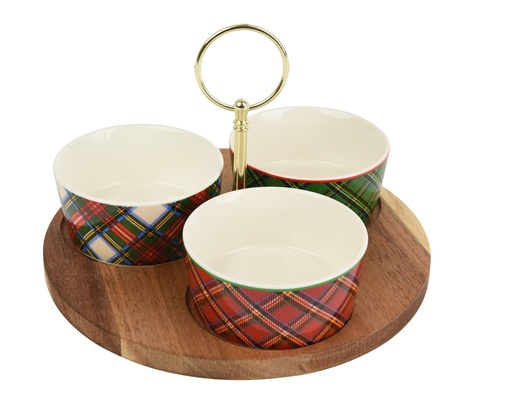 [4-601106] SET DE TAPAS MADERA Y CERAMICA - 3 BOLES - ASA DE METAL - dia20.00-H13.00cm