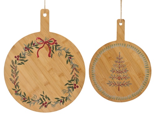 [4-601116] BANDEJA DE CORTAR CON DIBUJO NAVIDEÑO - SET DE DOS - L42.00-W33.00-H1.20cm  / L33.50-W25.00-H1.20cm