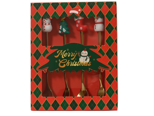 [4-601258] SET DE CUCHARITAS  ACERO INOXIDABLE - DORADO  -  4 SURTIDOS - PRECIO SET DE 4 -  L19.00-W15.00-H2.50cm