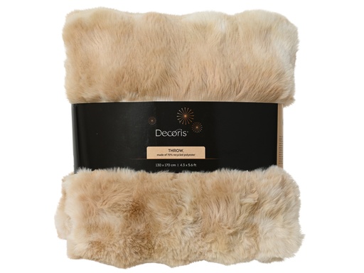 [4-614429] MANTA IMITACION PELO CONEJO - CREMA - TELA RECICLADA -   L170.00-W130.00-H1.00cm