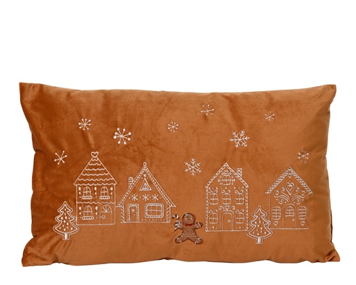 [4-614441] ***CUSHION POLYESTER BROWN L50.00-W30.00-H8.00cm