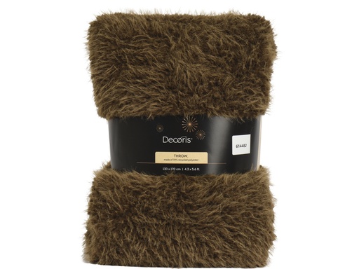 [4-614482] ***THROW POLYESTER DARK BROWN L170.00-W130.00-H1.00cm