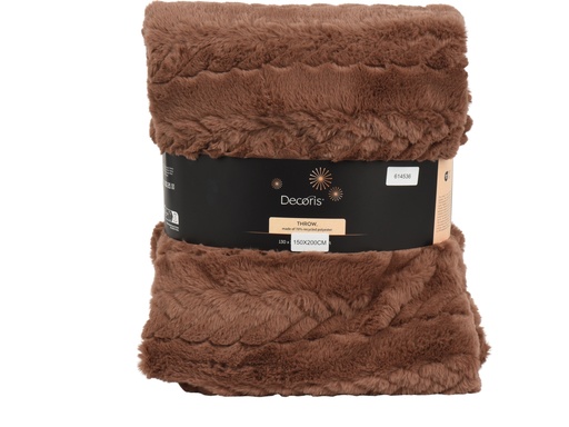 [4-614536] ***THROW POLYESTER BROWN L150.00-W200.00-H1.50cm