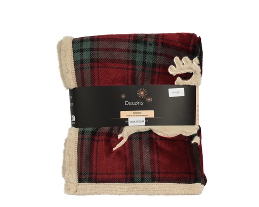 [4-614551] ***THROW POLYESTER RED/COLOUR(S) L130.00-W170.00-H1.50cm