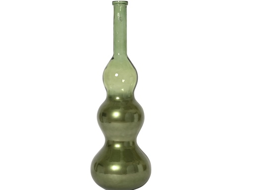 [4-622519] ***VASE RECYCLED GLASS PINE GREEN dia18.00-H76.50cm
