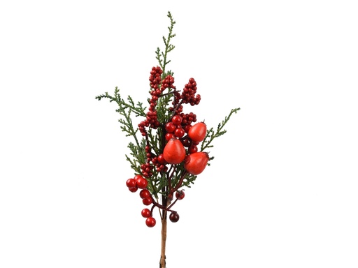 [4-681386] PICK VERDE CON BAYA ROJA -  L5.00-W7.00-H25.00cm