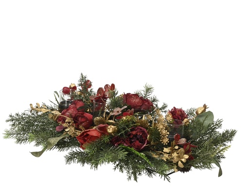 [4-681654] ***TABLEPIECE GREEN/RED L68.00-W20.00-H10.00cm