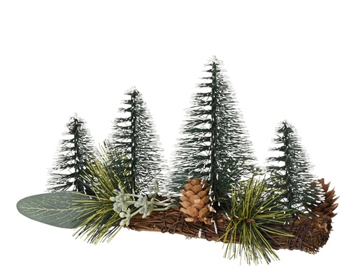 [4-687654] CENTRO DE MESA CON PIÑAS Y PINOS -  L21.00-W9.00-H13.00cm